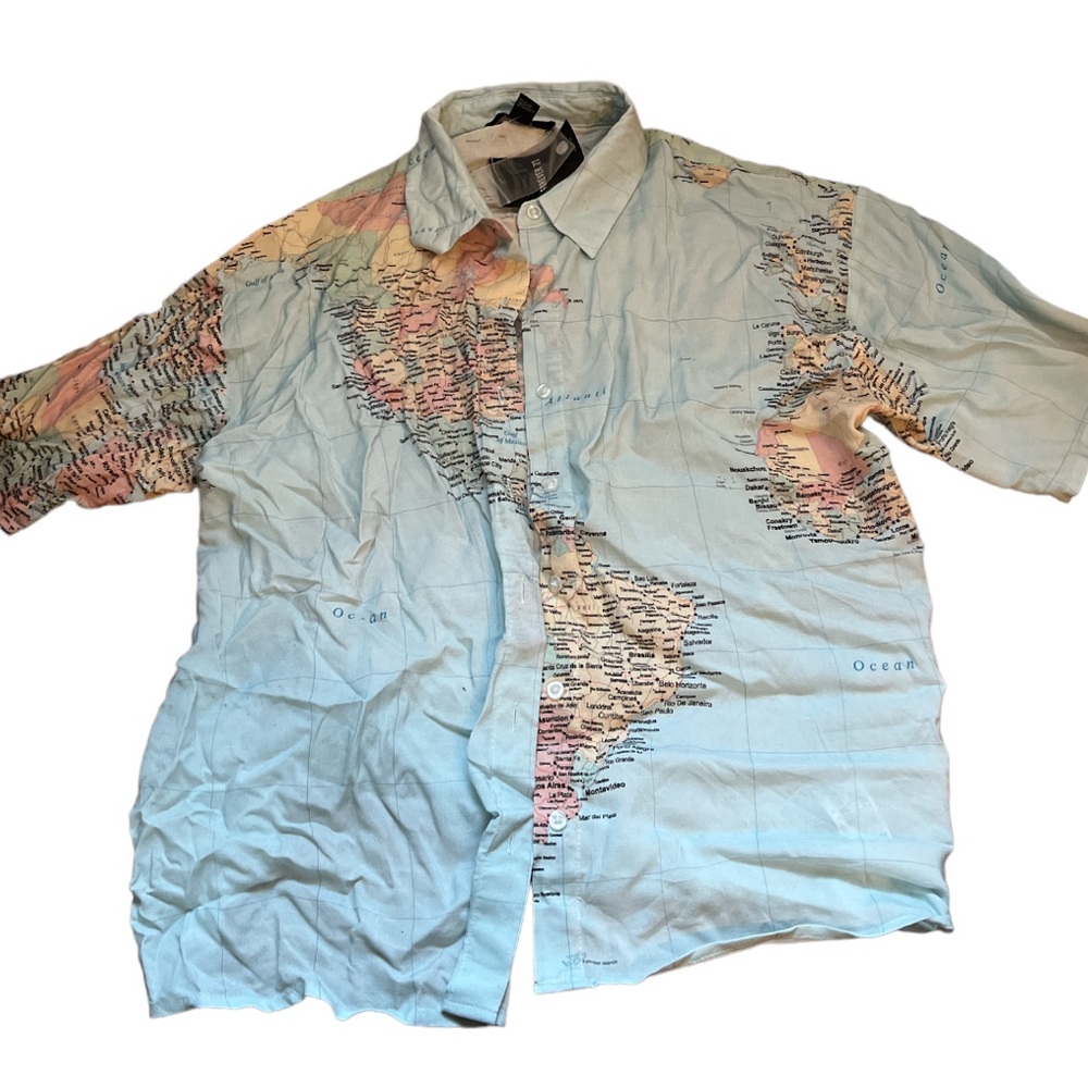Forever 21 Map Button Down Sz S